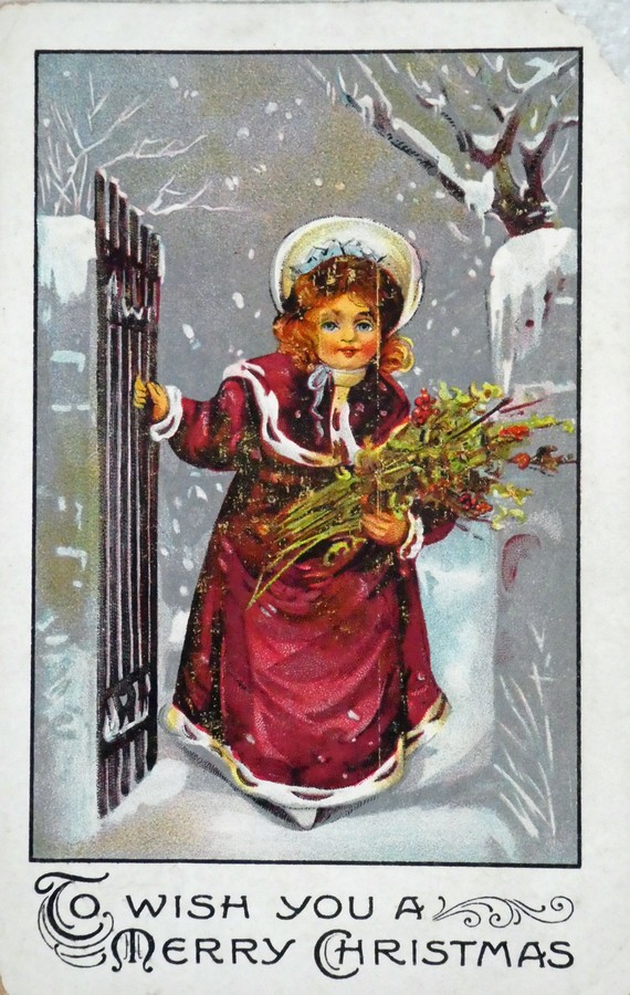rare vintage christmas cards Vintage Christmas Card - Rare Old Fashioned 1900s - Santa Claus List theme  - Victorian Era Edwardian style main image 0